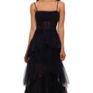 Betsy & AdamJasmine Corset Tiered Mesh Gown Size 12